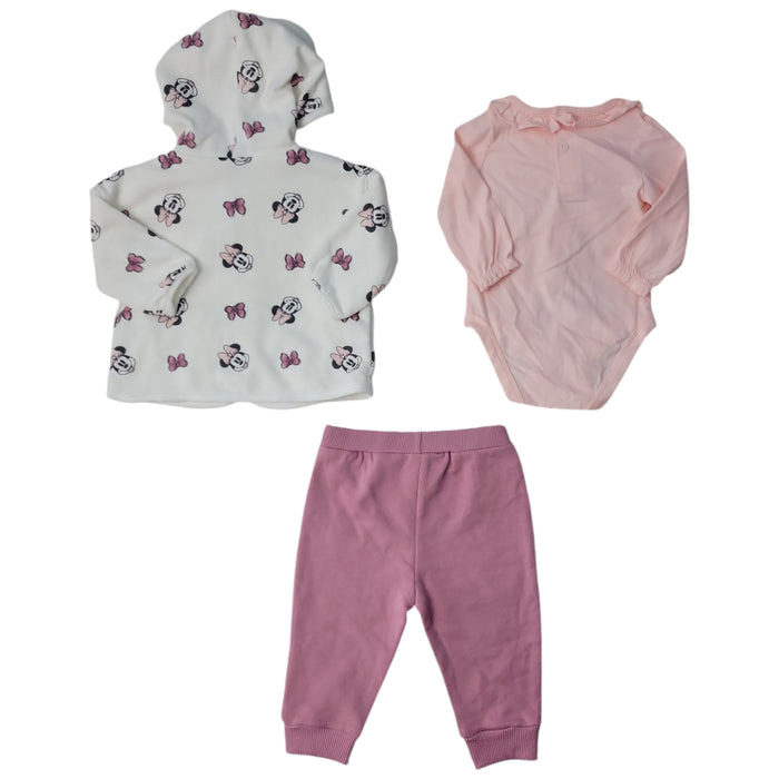 Disney Baby Comfortable Onesie Sweatpants Zippered Hoodie 3 Piece Set