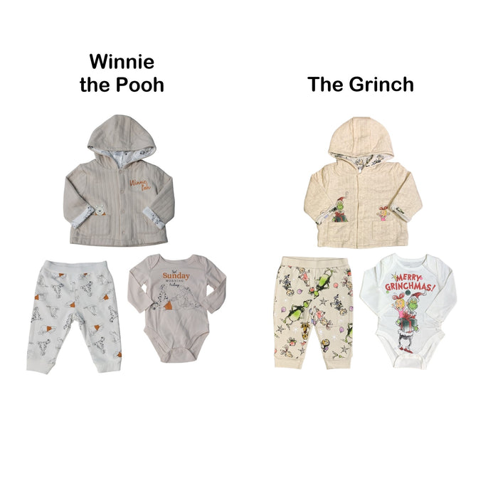 Character Baby Warm 3-Piece Hooded Jacket One-Piece Jogger Set