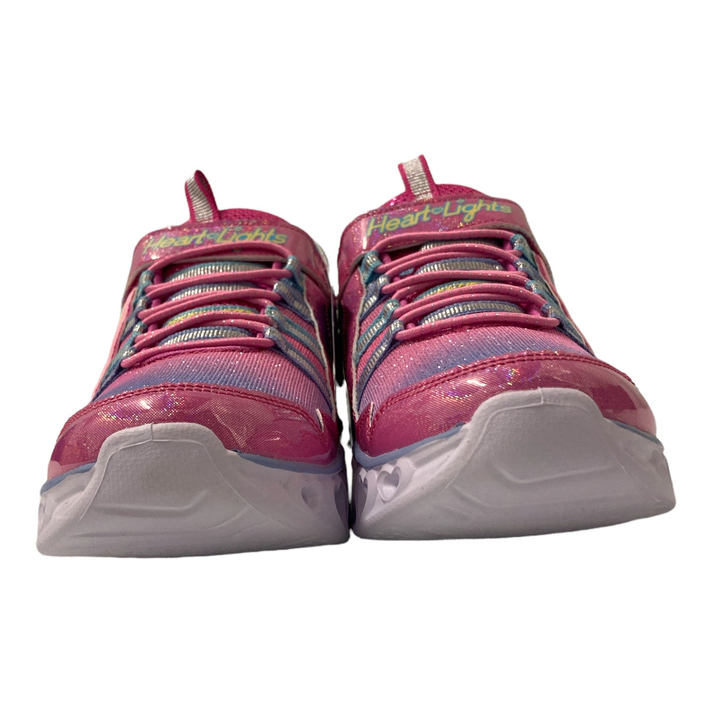 Skechers Girl's Lightweight Heart Lights Shimmery Rainbow Lux Sneaker