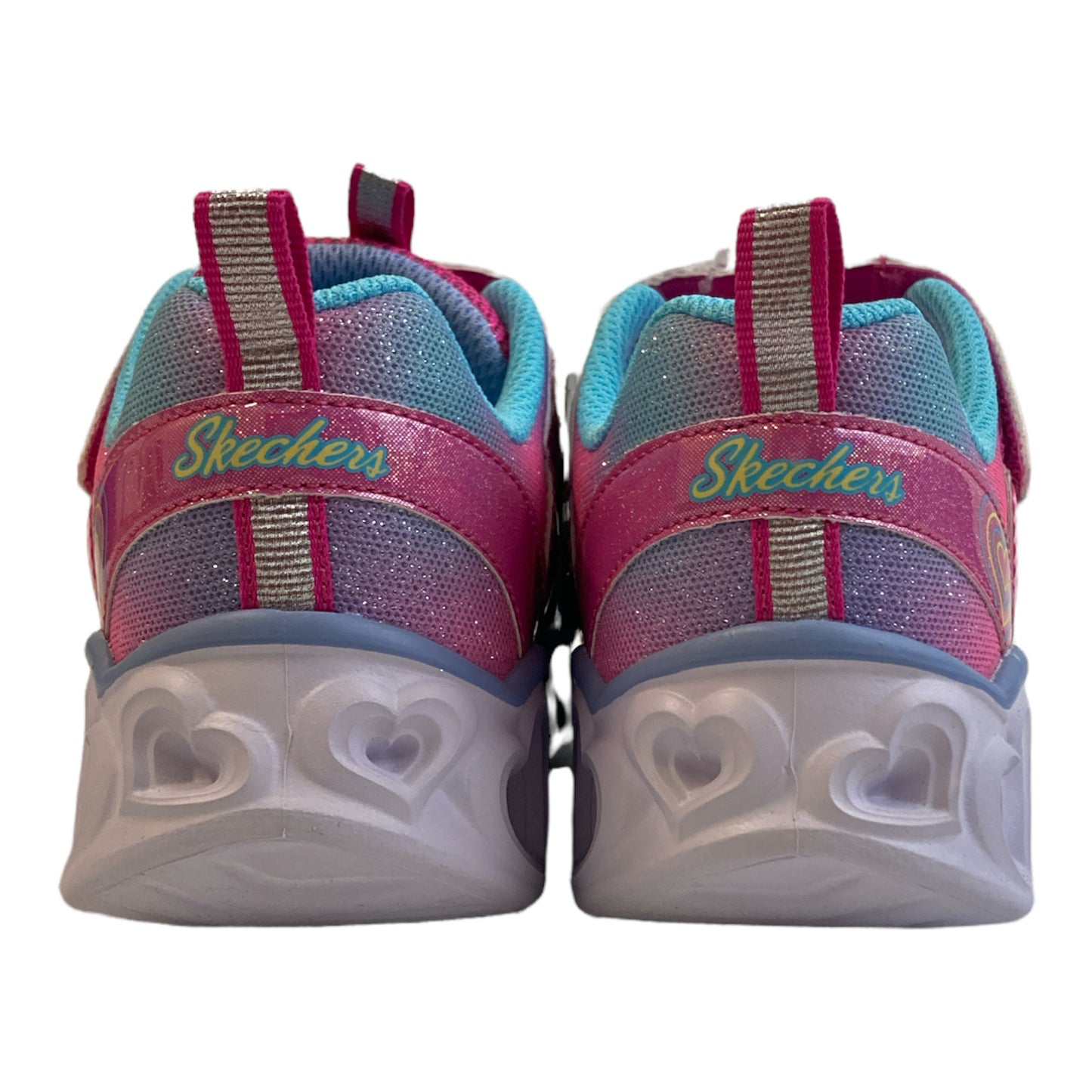Skechers Girl's Lightweight Heart Lights Shimmery Rainbow Lux Sneaker