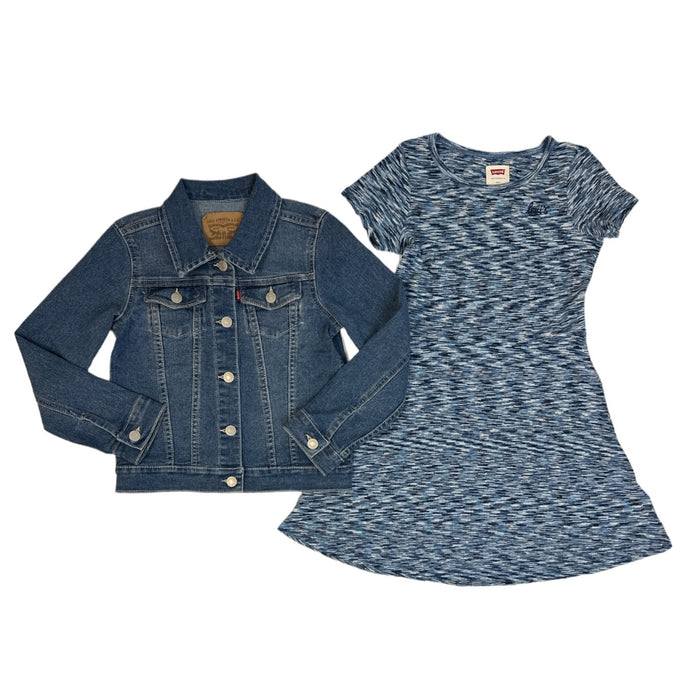 Levi's Girl's 2-Piece Denim Jacket & A-Line Style Short Sleeve Dress Set