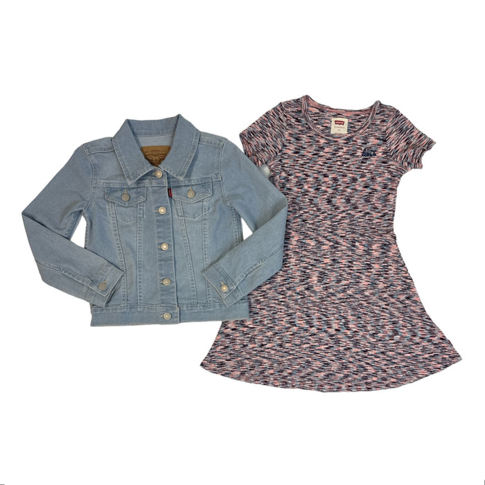 Levi's Girl's 2-Piece Denim Jacket & A-Line Style Short Sleeve Dress Set