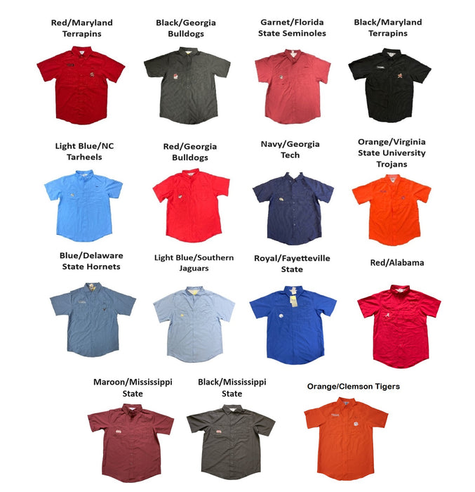 ProEdge Men's Sports Team Logo Short Sleeve Button-Down Shirt