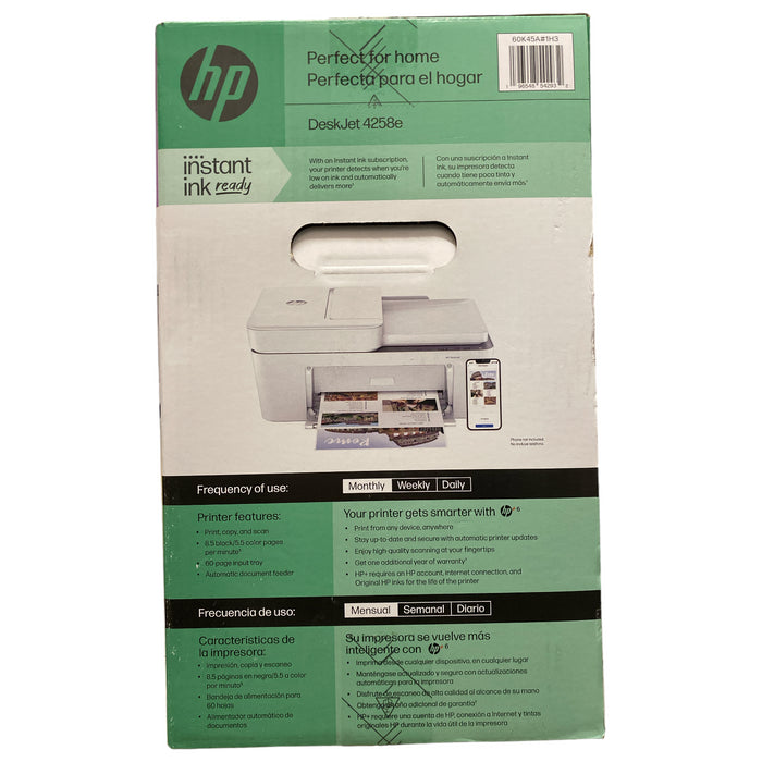 HP DeskJet 4258e Wireless All-in-One Inkjet Printer, 60K45A