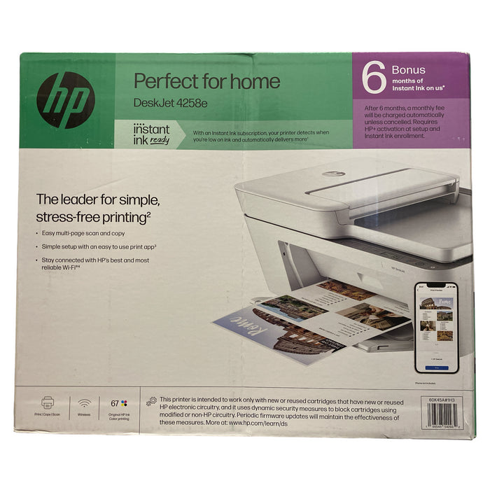 HP DeskJet 4258e Wireless All-in-One Inkjet Printer, 60K45A