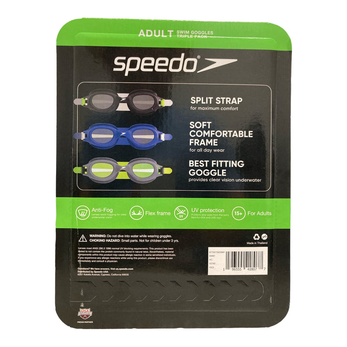 Speedo Adult Leak-Proof Flex Frame Anti-Fog Swim Goggles