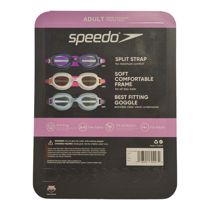 Speedo Adult Leak-Proof Flex Frame Anti-Fog Swim Goggles