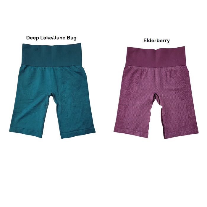 Ryka Women's High Waist Ribbed Workout Floral Bike Shorts