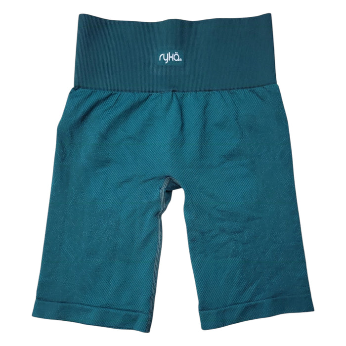 Ryka Women's High Waist Ribbed Workout Floral Bike Shorts