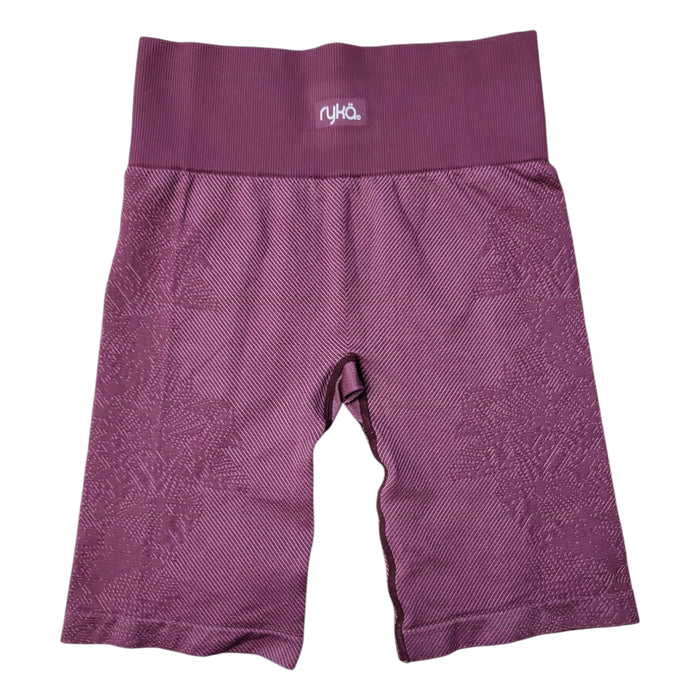 Ryka Women's High Waist Ribbed Workout Floral Bike Shorts