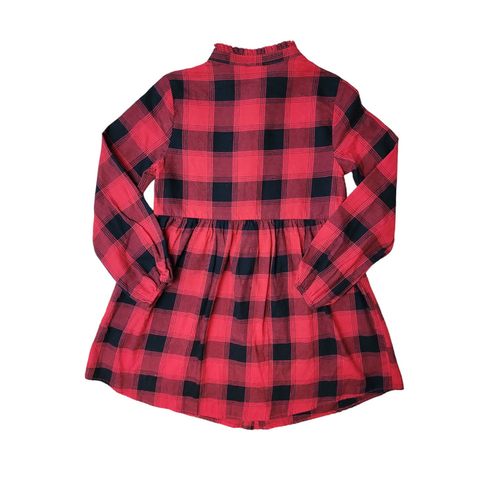 Gap Kids Girls Red and Black Buffalo Plaid Holiday Shirtdress