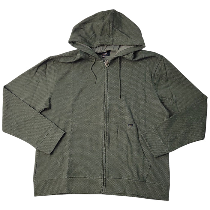 Lee Men's Full Zip Long Sleeve Adjustable Drawstring Textured Hoodie