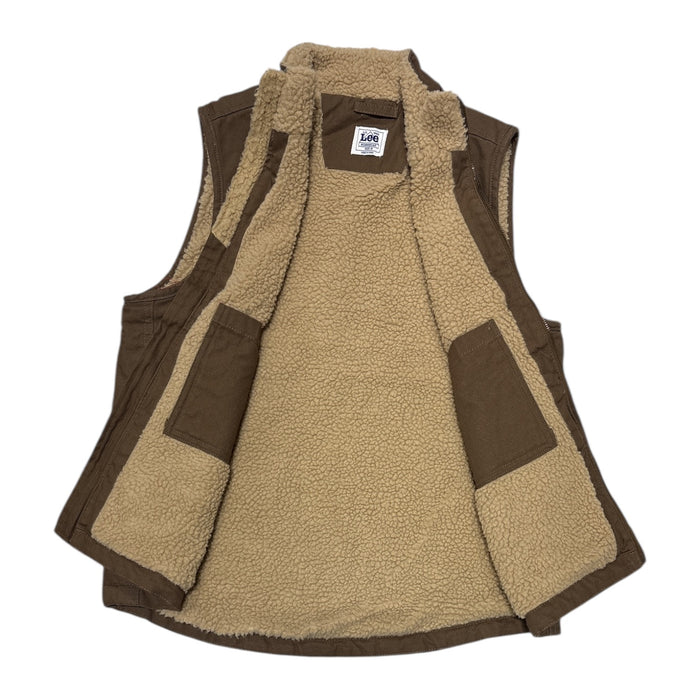 Lee Men's Faux Sherpa Lined Full Zip Canvas Workwear Vest w/ Pockets
