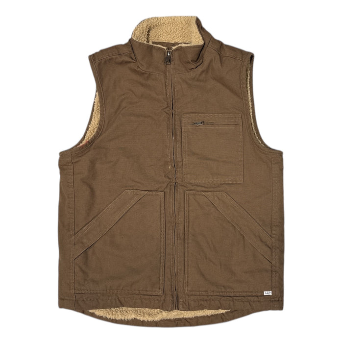 Lee Men's Faux Sherpa Lined Full Zip Canvas Workwear Vest w/ Pockets