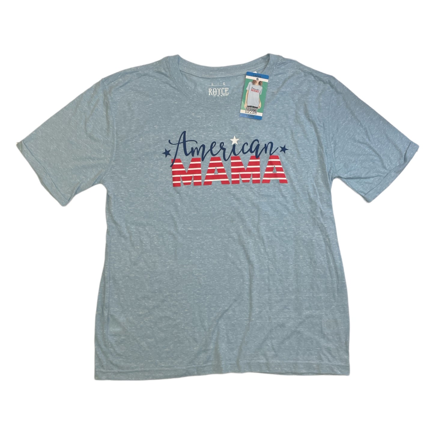 Royce Brand Women's Crew Neck Patriotic Americana Rolled Cuff Sleeve T-Shirt