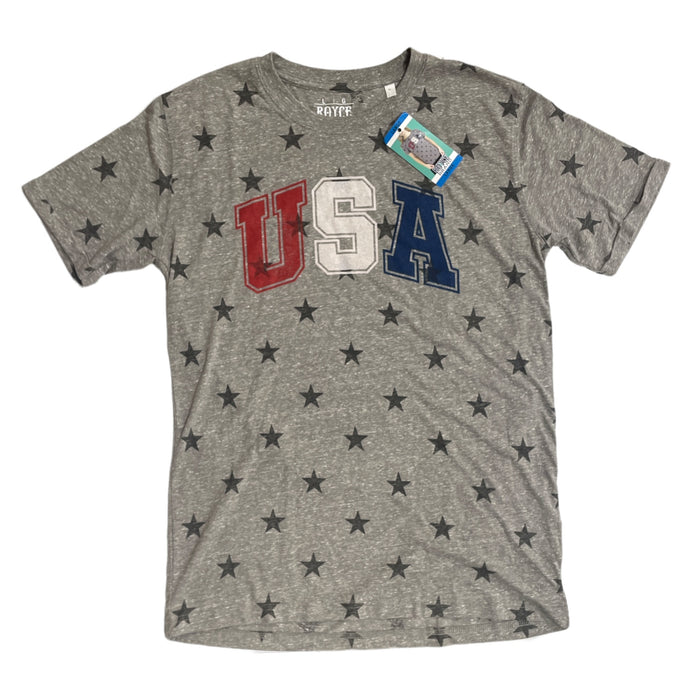 Royce Brand Women's Crew Neck Americana Rolled Cuff Sleeve T-Shirt (Grey, L)
