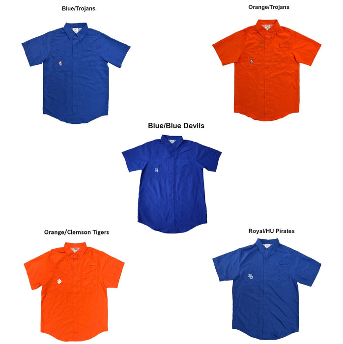 Pro Edge Men's Short Sleeve Button-Down NCAA Moisture Wicking Shirt