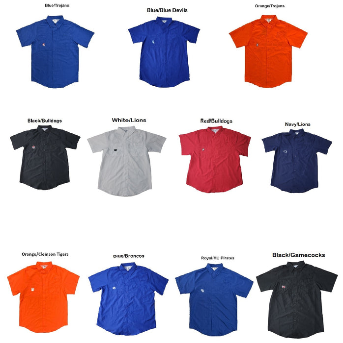 Pro Edge Men's Short Sleeve Button-Down NCAA Moisture Wicking Shirt