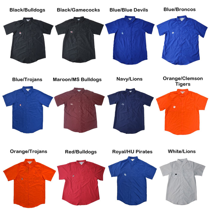 Pro Edge Men's Short Sleeve Button-Down NCAA Moisture Wicking Shirt