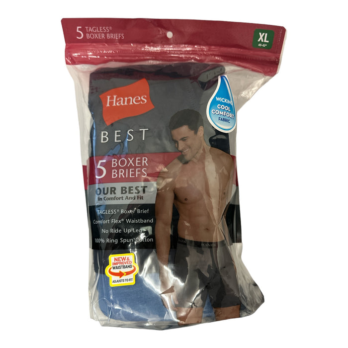 Hanes Men's 5-Pack Best Comfort & Fit Tagless Flex Waistband No Ride-Up Leg Boxer Briefs