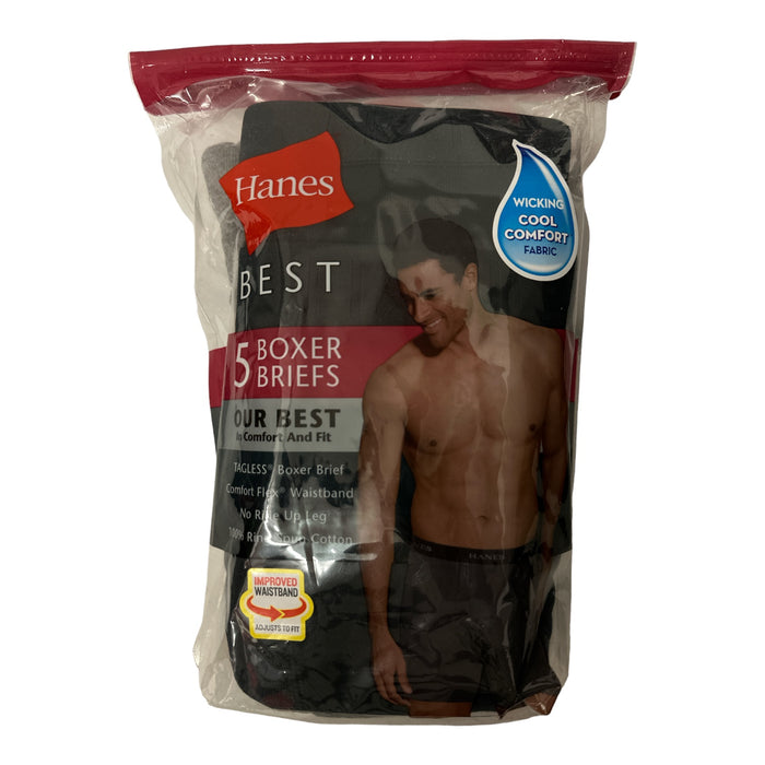 Hanes Men's 5-Pack Best Comfort & Fit Tagless Flex Waistband No Ride-Up Leg Boxer Briefs