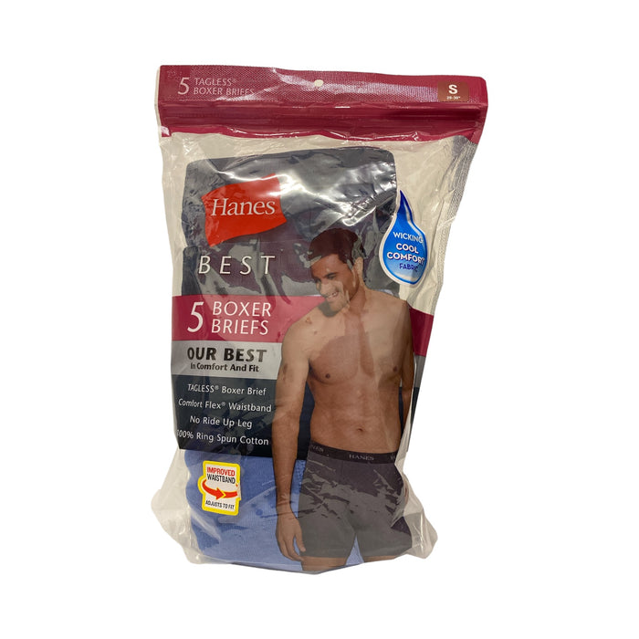 Hanes Men's Best Comfort Tagless Flex Waistband No Ride-Up Leg Boxer Briefs, 5pk