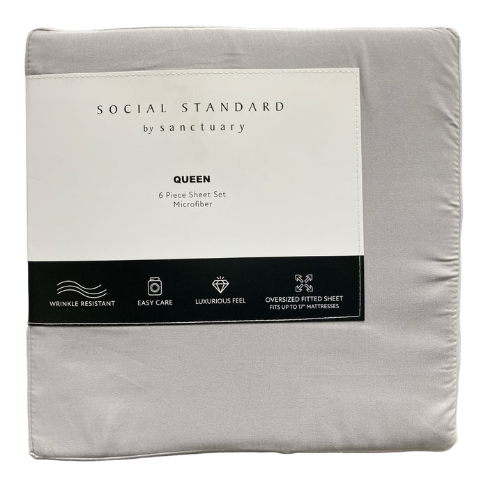 Social Standard by Sanctuary 6 Piece Microfiber Sheet Set, Queen