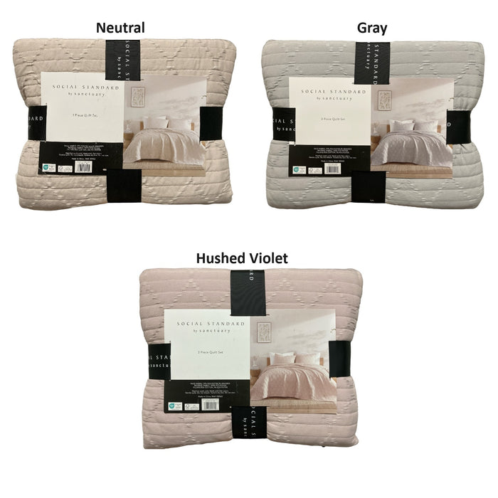 Social Standard by Sanctuary Reversible Seersucker Textured Quilt Set