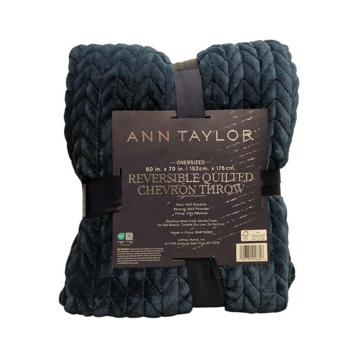 Ann Taylor All-Season Quilted Chevron Plush Throw Blanket, 60" x 70"