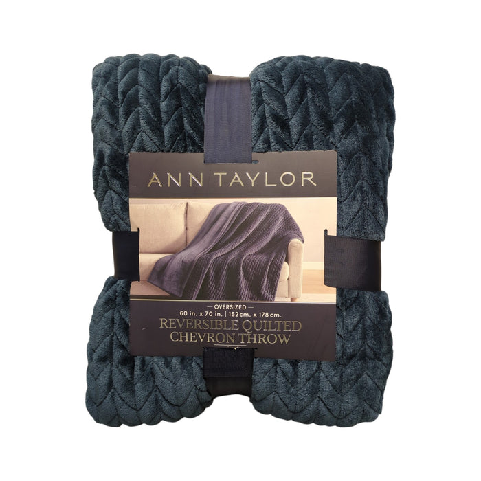 Ann Taylor All-Season Quilted Chevron Plush Throw Blanket, 60" x 70"