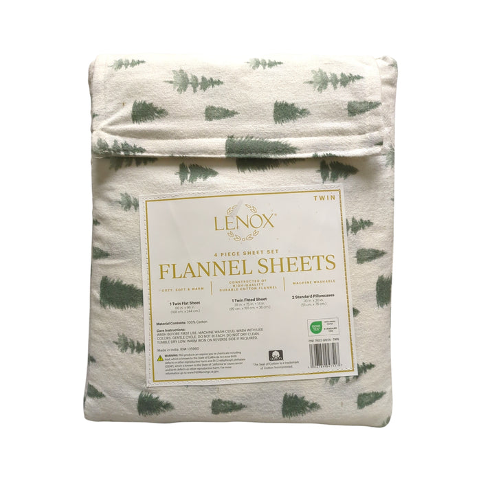 Lenox 6-Piece Soft & Warm 100% Cotton Flannel Sheet Set, Twin