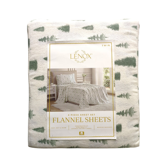 Lenox 6-Piece Soft & Warm 100% Cotton Flannel Sheet Set, Twin