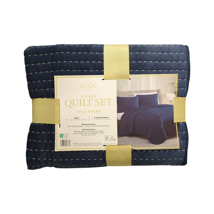 Lenox 3-Piece Polyester Holiday Patterened Quilt Set, Full/Queen