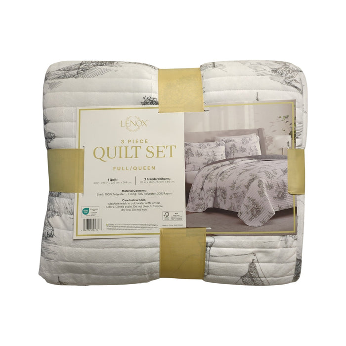 Lenox 3-Piece Polyester Holiday Patterened Quilt Set, Full/Queen