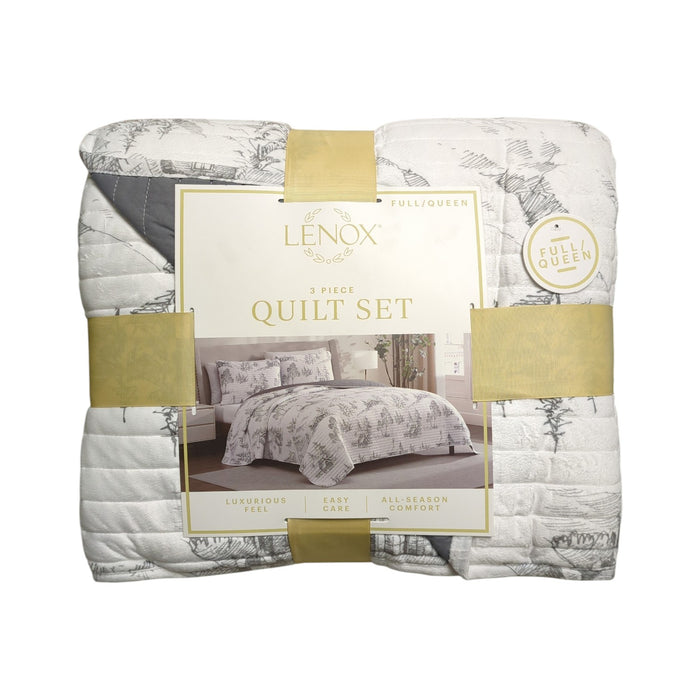 Lenox 3-Piece Polyester Holiday Patterened Quilt Set, Full/Queen