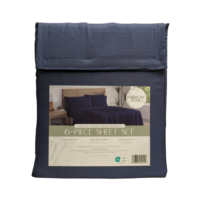 Harmony Home 6-Piece Sheet Set, Viscoise Made from Bamboo, King