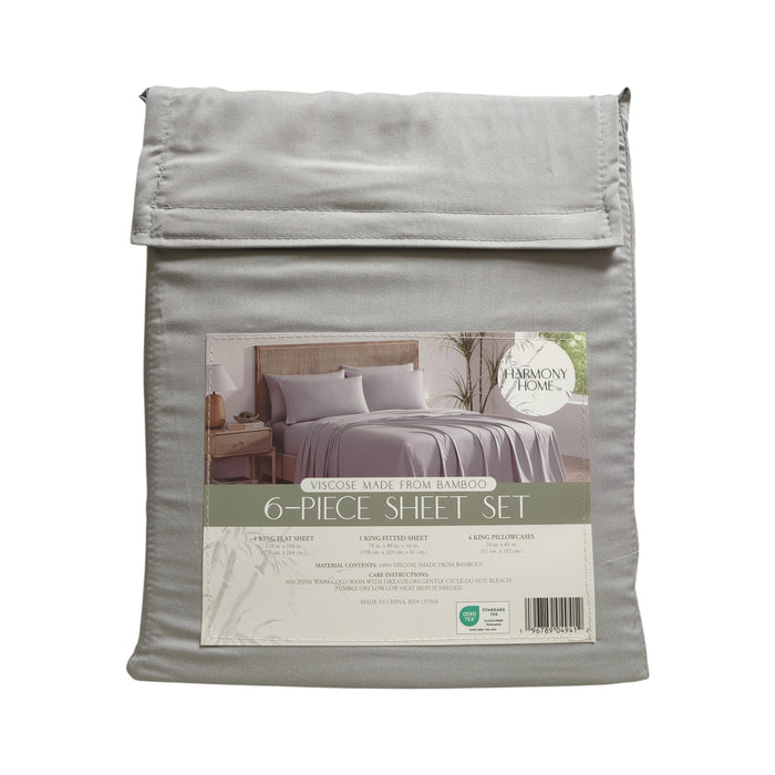 Harmony Home 6-Piece Sheet Set, Viscoise Made from Bamboo, King