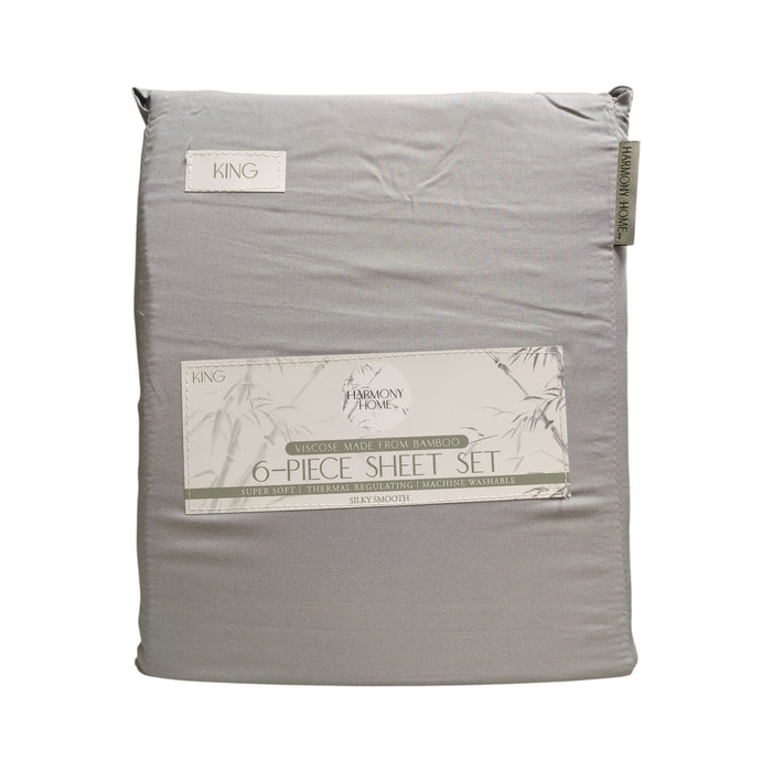 Harmony Home 6-Piece Sheet Set, Viscoise Made from Bamboo, King
