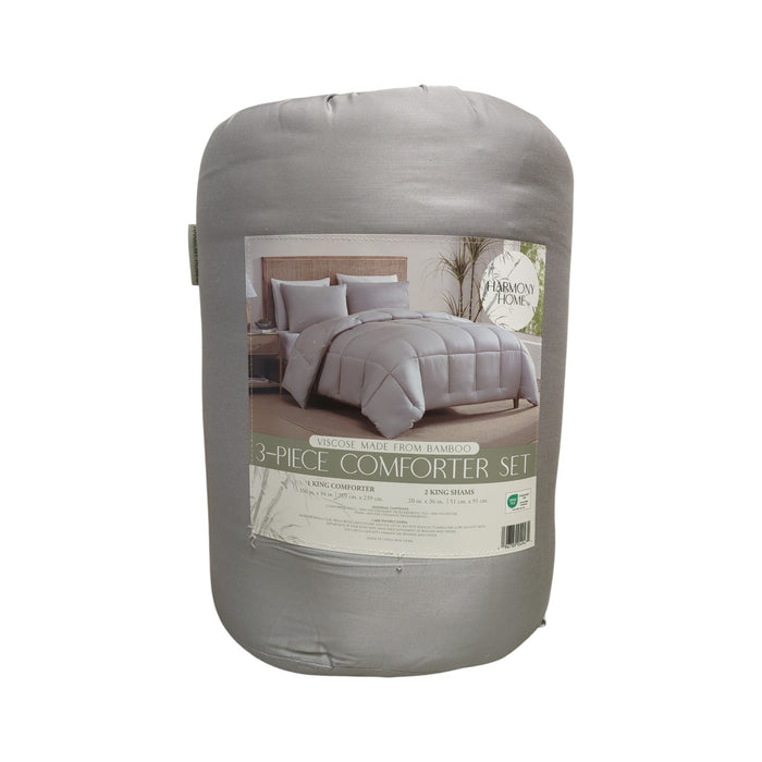 Harmony Home Soft Viscose Thermal Regulating 3 Piece Comforter Set, King