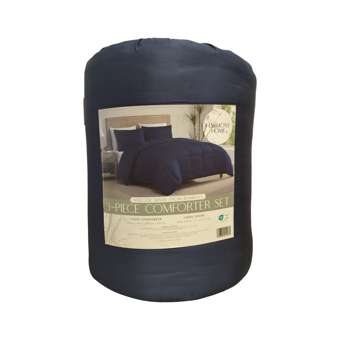 Harmony Home Soft Viscose Thermal Regulating 3 Piece Comforter Set, King
