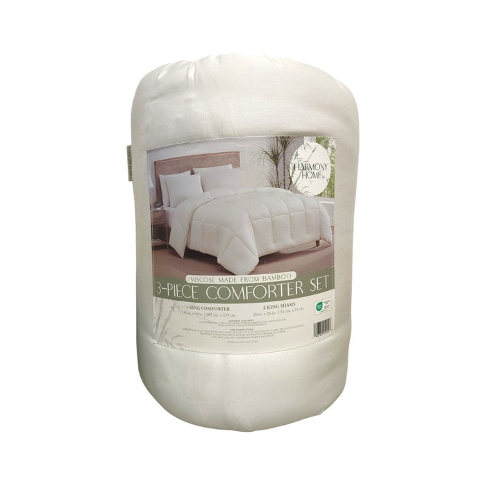 Harmony Home Soft Viscose Thermal Regulating 3 Piece Comforter Set, King