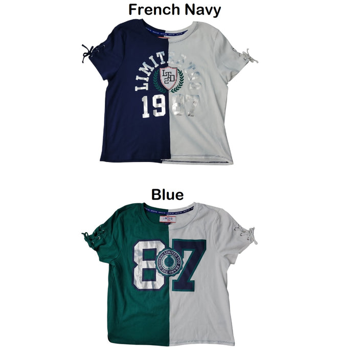 Limited Too Girls Soft Breathable Lace Up Short Sleeve Tee