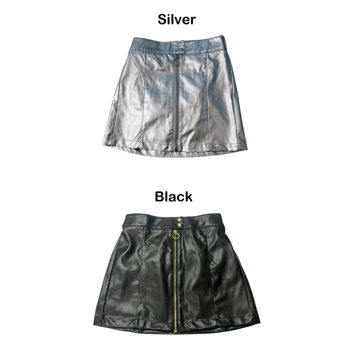 Limited Too Girls Faux Leather Zip/Snap Closure Undershorts Skirt