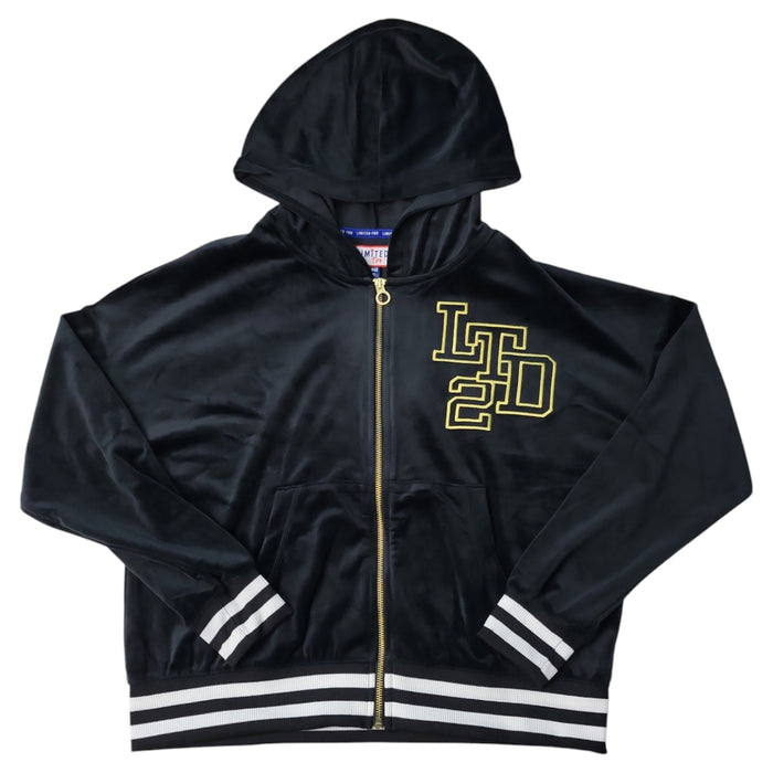 Limited Too Girls Full Zip Kangaroo Pocket Velour Jacket