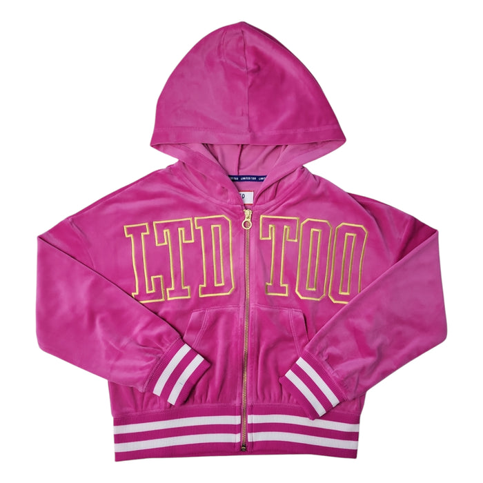 Limited Too Girls Full Zip Kangaroo Pocket Velour Jacket