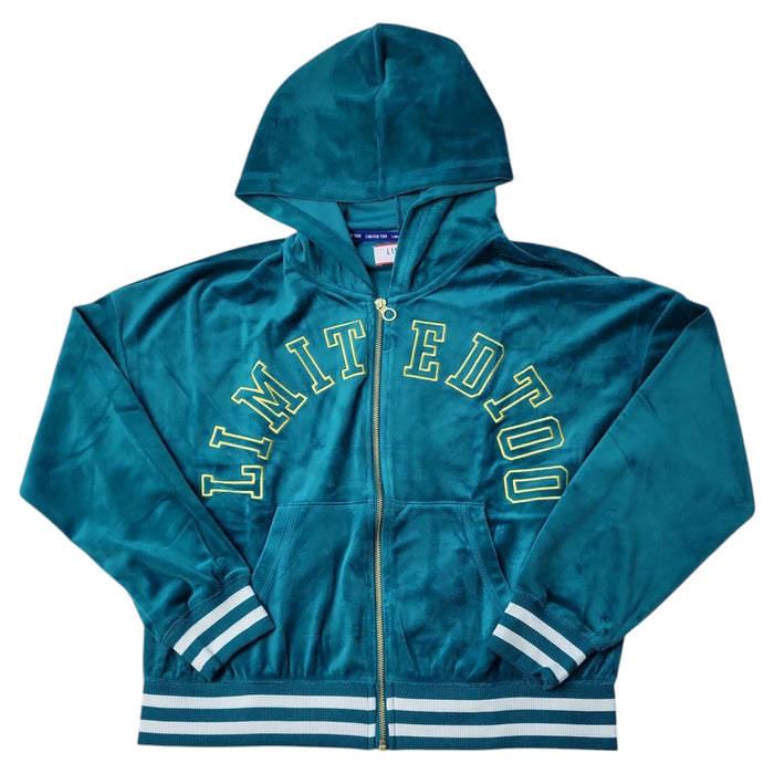 Limited Too Girls Full Zip Kangaroo Pocket Velour Jacket