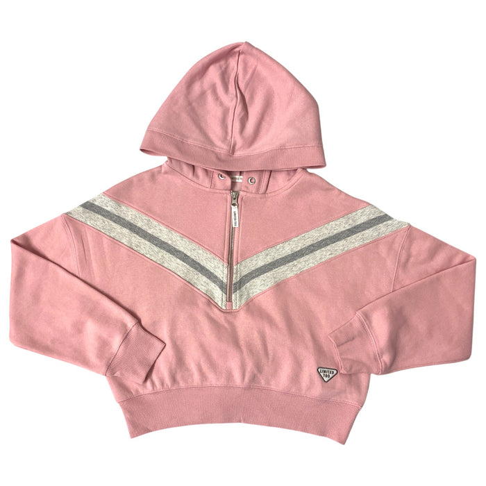 Limited Too Girls Half Zip Relaxed Fit Hooded Fleece Pullover, Pink