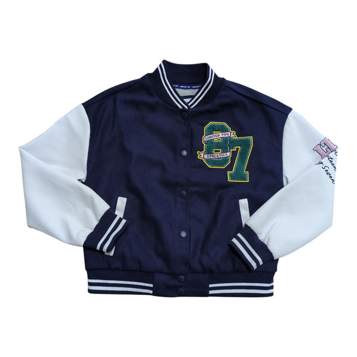 Limited Too Girls Relaxed Fit Snap Closure Varsity Jacket
