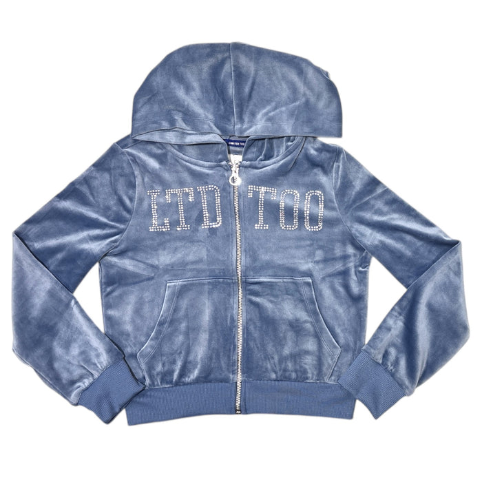 Limited Too Girls Full Zip Soft Lightweight Velour Hoodie Jacket w/ Pockets