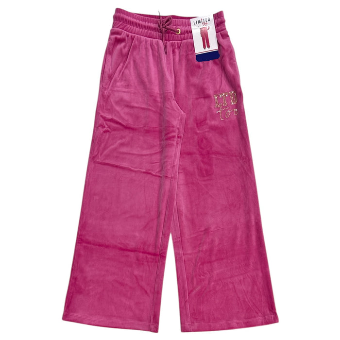 Limited Too Girls Elastic Waist Super Soft Wide Leg Velour Pant w/ Pockets